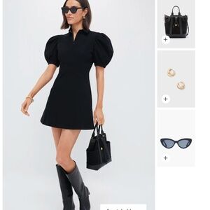 Tuckernuck Hyacinth House Black Front Zip Denim Mini Dress